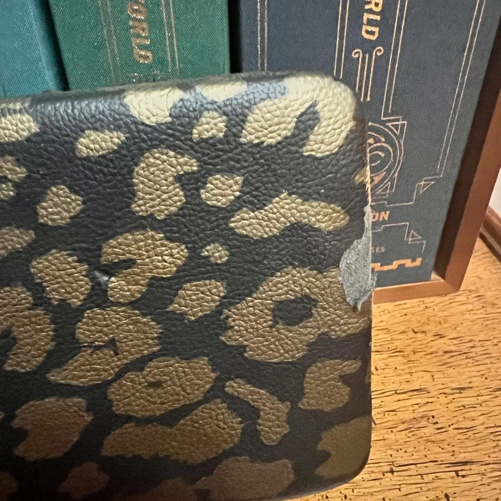 Leopard Print and Shiny Black Wallet/Clutch Set